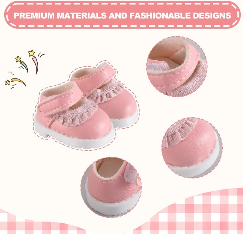 GDLSYLGHY Cute Doll Shoes for Lububu, Premium Doll Shoes for 4-7in Dolls, Compatible with Lububu Doll Clothing & Outfits(Pink Laces) - Image 2